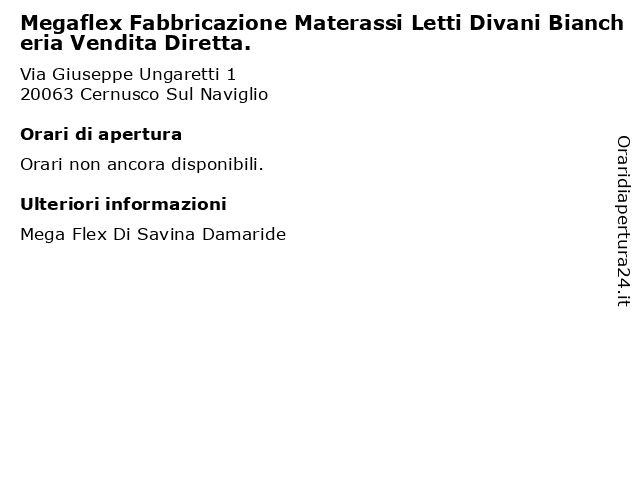 Fabbrica Materassi Cernusco Sul Naviglio.ᐅ Orari Megaflex Fabbricazione Materassi Letti Divani Biancheria