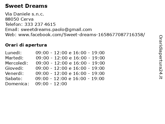 Sweet Dreams a Cerva: indirizzo e orari di apertura