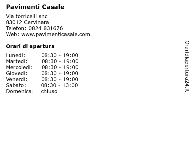 Pavimenti Casale a Cervinara: indirizzo e orari di apertura