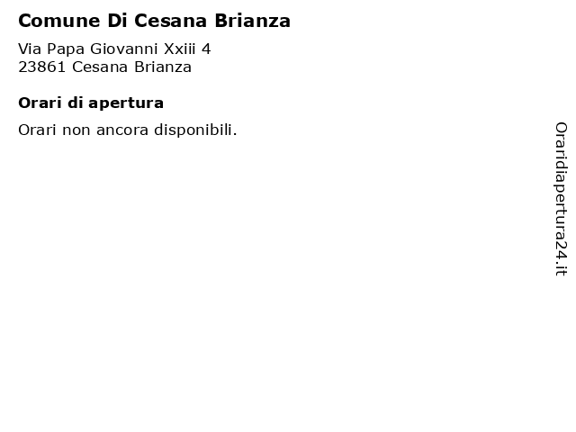 Comune Di Cesana Brianza a Cesana Brianza: indirizzo e orari di apertura