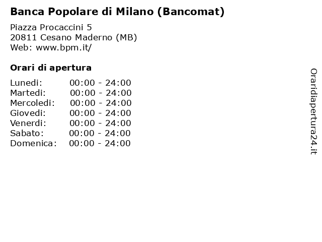 Banca Popolare di Milano (Bancomat) a Cesano Maderno (MB): indirizzo e orari di apertura