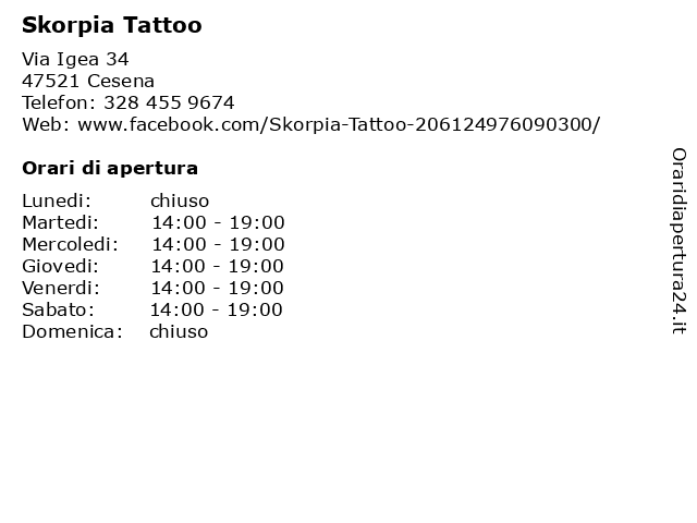Skorpia Tattoo a Cesena: indirizzo e orari di apertura
