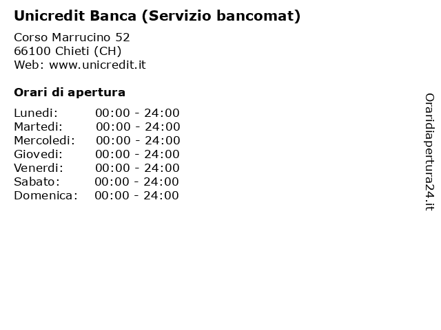 Unicredit Banca (Servizio bancomat) a Chieti (CH): indirizzo e orari di apertura