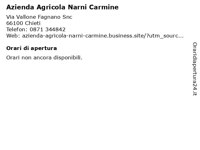 Azienda Agricola Narni Carmine a Chieti: indirizzo e orari di apertura