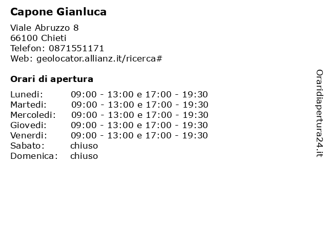 Capone Gianluca a Chieti: indirizzo e orari di apertura