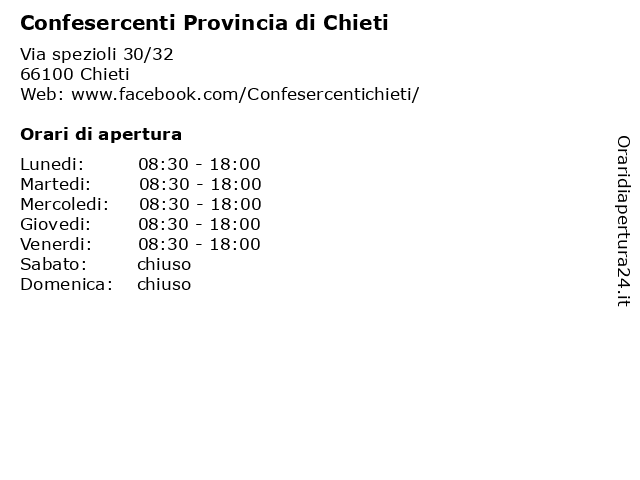 Confesercenti Provincia di Chieti a Chieti: indirizzo e orari di apertura