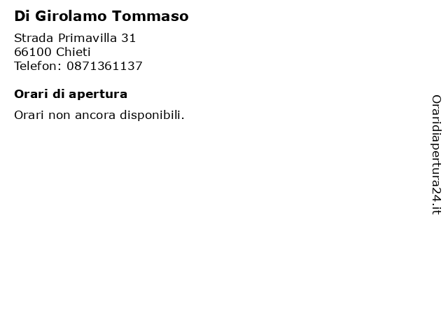 Di Girolamo Tommaso a Chieti: indirizzo e orari di apertura