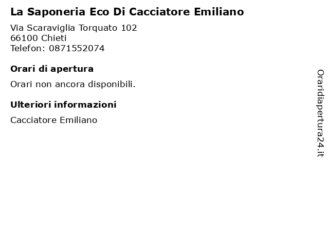 La Saponeria Eco Di Cacciatore Emiliano a Chieti: indirizzo e orari di apertura