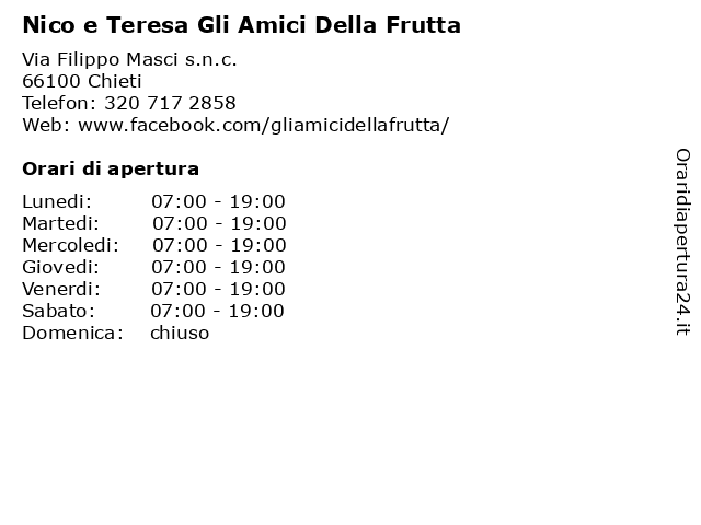 Nico e Teresa Gli Amici Della Frutta a Chieti: indirizzo e orari di apertura