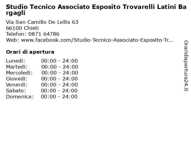 Studio Tecnico Associato Esposito Trovarelli Latini Bargagli a Chieti: indirizzo e orari di apertura
