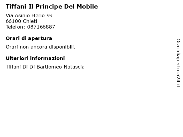 Tiffani Il Principe Del Mobile a Chieti: indirizzo e orari di apertura