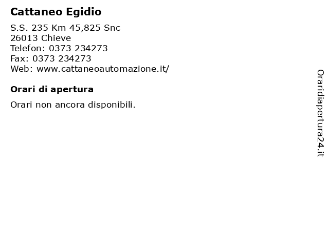 Cattaneo Egidio a Chieve: indirizzo e orari di apertura