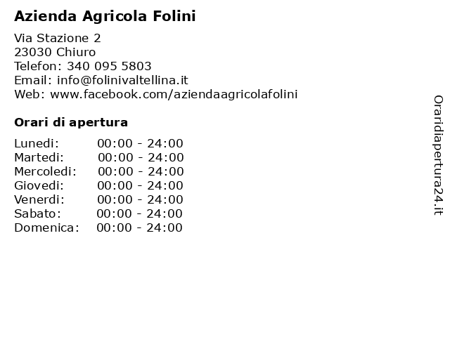 Azienda Agricola Folini a Chiuro: indirizzo e orari di apertura