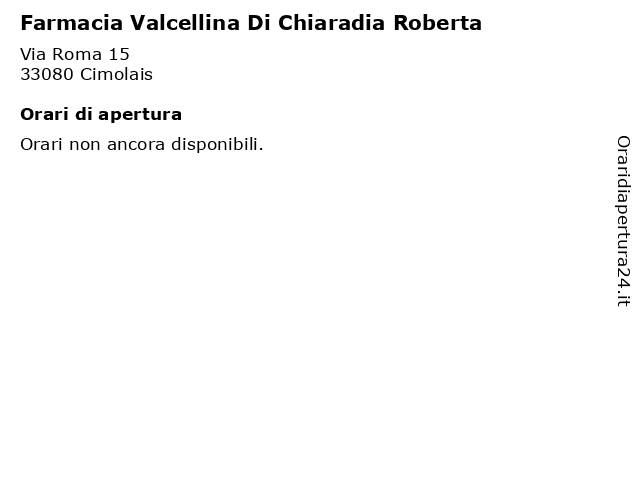 Farmacia Valcellina Di Chiaradia Roberta a Cimolais: indirizzo e orari di apertura