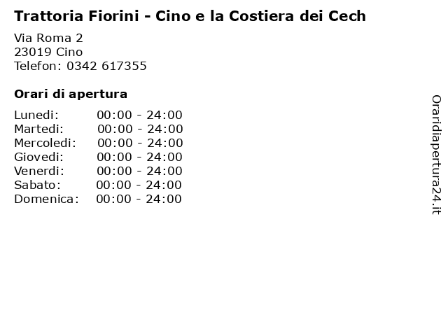 Trattoria Fiorini - Cino e la Costiera dei Cech a Cino: indirizzo e orari di apertura