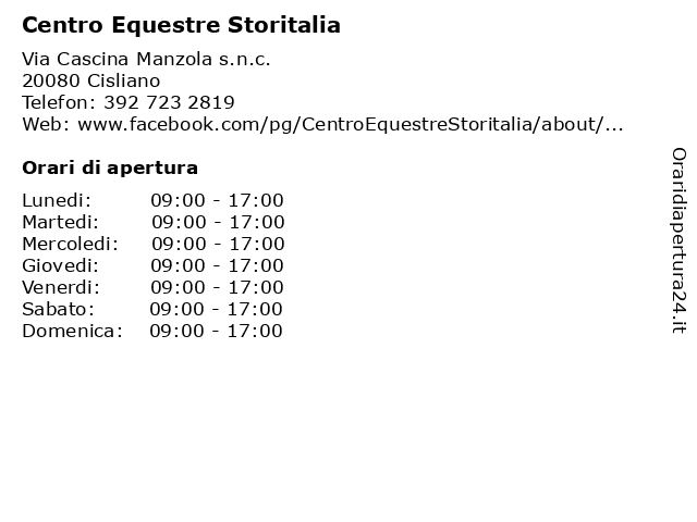 Centro Equestre Storitalia a Cisliano: indirizzo e orari di apertura