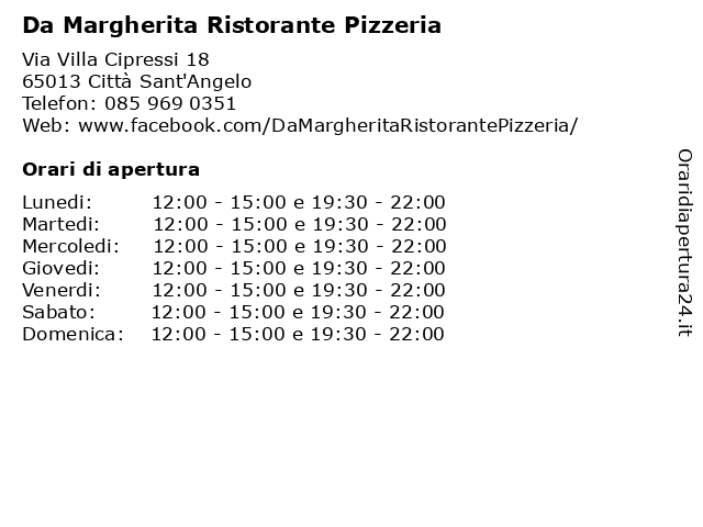Da Margherita Ristorante Pizzeria a Città Sant'Angelo: indirizzo e orari di apertura
