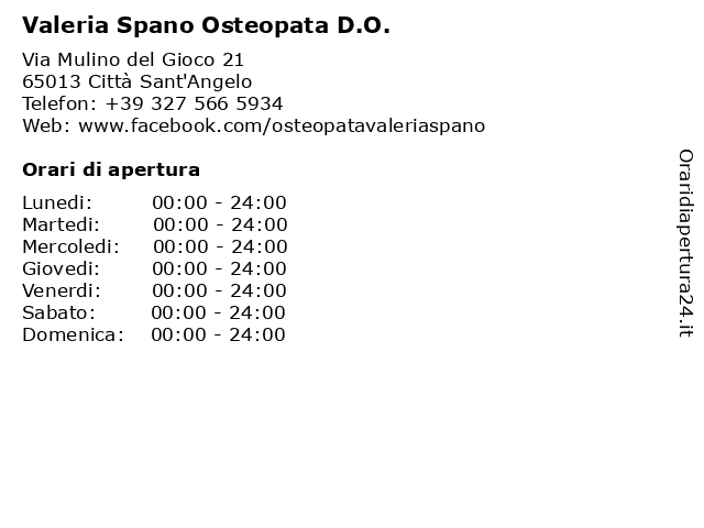 Valeria Spano Osteopata D.O. a Città Sant'Angelo: indirizzo e orari di apertura