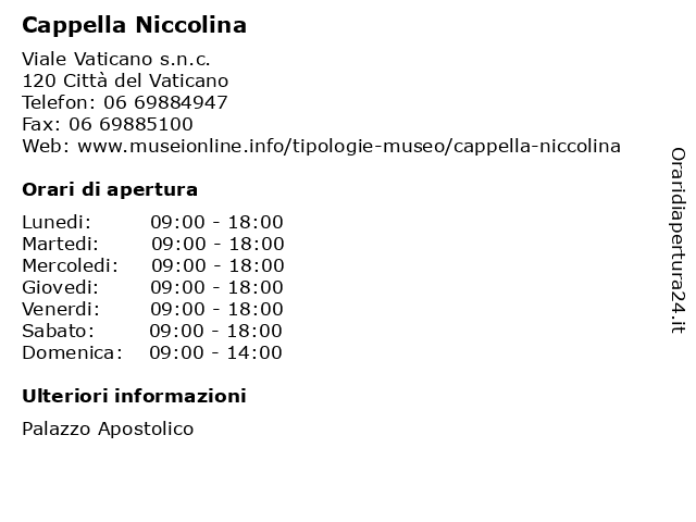Cappella Niccolina a Città del Vaticano: indirizzo e orari di apertura