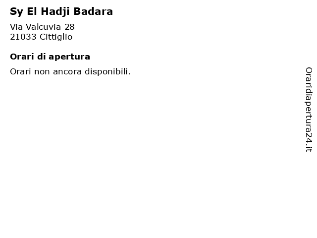 Sy El Hadji Badara a Cittiglio: indirizzo e orari di apertura