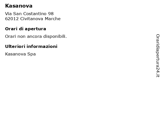 Kasanova a Civitanova Marche: indirizzo e orari di apertura