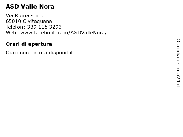 ASD Valle Nora a Civitaquana: indirizzo e orari di apertura