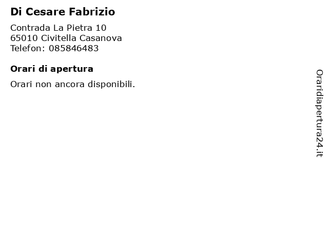 Di Cesare Fabrizio a Civitella Casanova: indirizzo e orari di apertura
