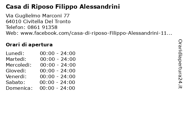 Casa di Riposo Filippo Alessandrini a Civitella Del Tronto: indirizzo e orari di apertura