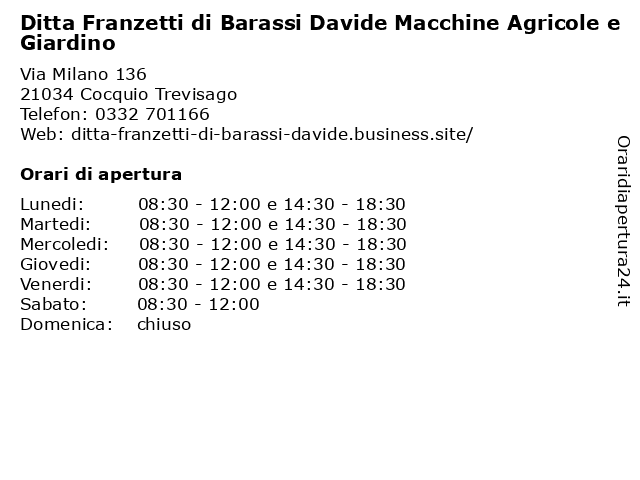 Ditta Franzetti di Barassi Davide Macchine Agricole e Giardino a Cocquio Trevisago: indirizzo e orari di apertura
