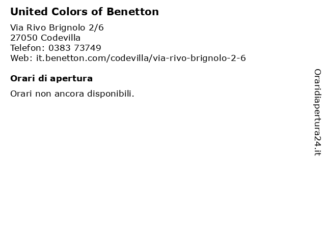 United Colors of Benetton a Codevilla: indirizzo e orari di apertura
