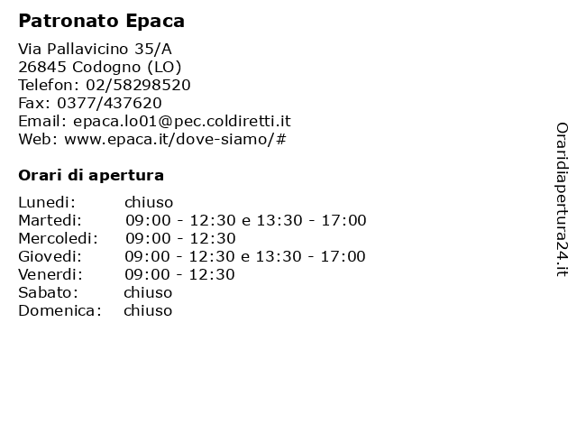 Patronato Epaca a Codogno (LO): indirizzo e orari di apertura