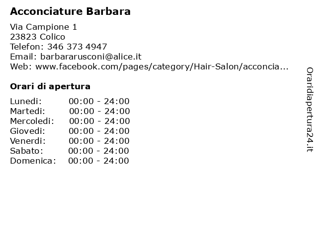 ᐅ Orari Acconciature Barbara Via Campione 1 233 Colico