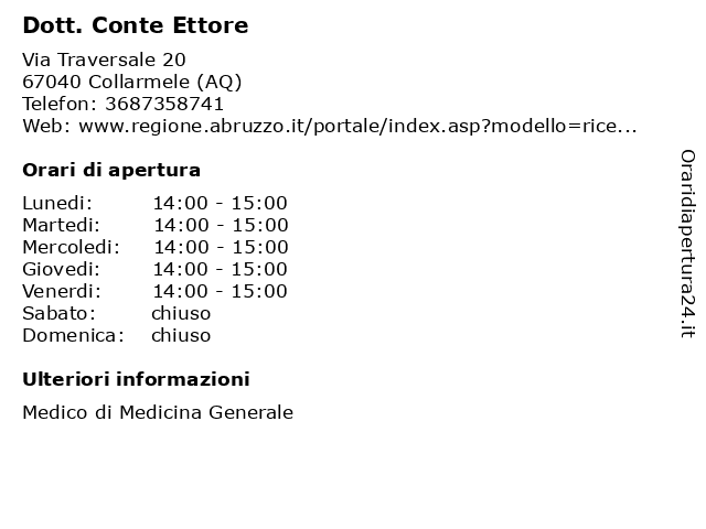 Dott. Conte Ettore a Collarmele (AQ): indirizzo e orari di apertura