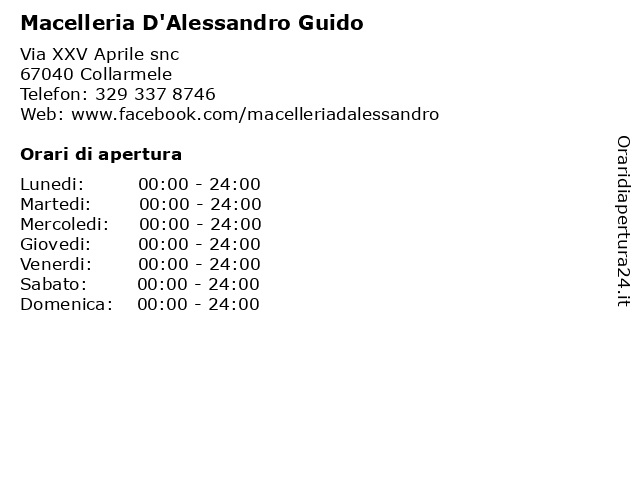 Macelleria D'Alessandro Guido a Collarmele: indirizzo e orari di apertura