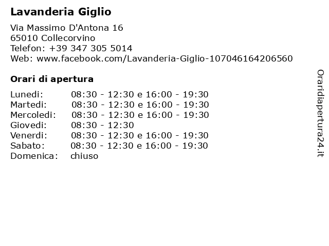Lavanderia Giglio a Collecorvino: indirizzo e orari di apertura