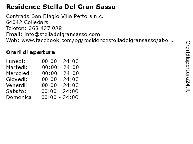 Residence Stella Del Gran Sasso a Colledara: indirizzo e orari di apertura