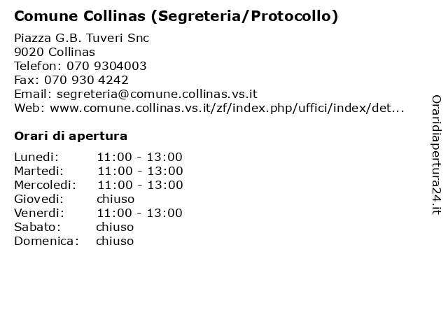 Comune Collinas (Segreteria) a Collinas: indirizzo e orari di apertura
