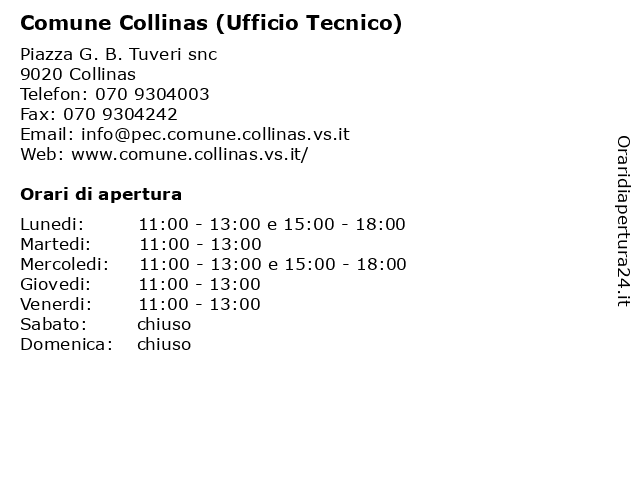 Comune Collinas (Ufficio Tecnico) a Collinas: indirizzo e orari di apertura