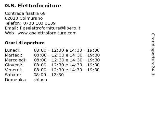 G.S. Elettroforniture a Colmurano: indirizzo e orari di apertura
