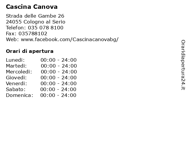 Cascina Canova a Cologno al Serio: indirizzo e orari di apertura