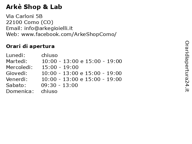 Arkè Shop & Lab a Como (CO): indirizzo e orari di apertura