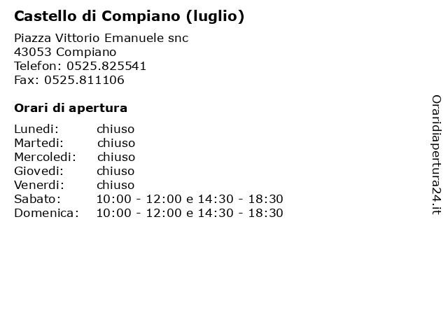 Castello di Compiano (luglio) a Compiano: indirizzo e orari di apertura