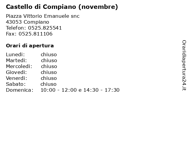 Castello di Compiano (novembre) a Compiano: indirizzo e orari di apertura