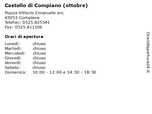 Castello di Compiano (ottobre) a Compiano: indirizzo e orari di apertura