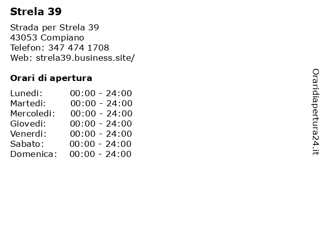 Strela 39 a Compiano: indirizzo e orari di apertura