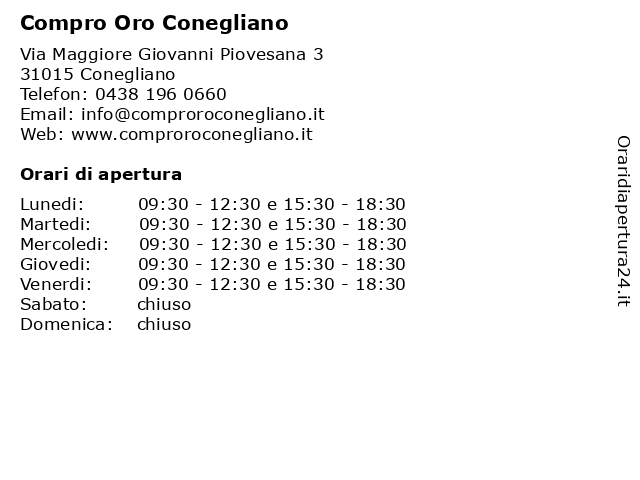 Compro Oro Conegliano a Conegliano: indirizzo e orari di apertura