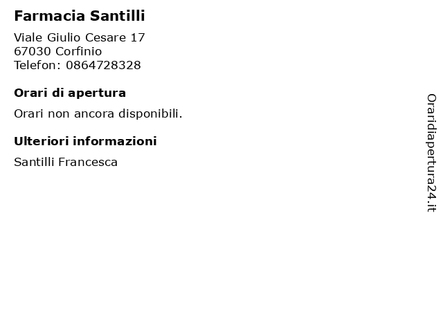 Farmacia Santilli a Corfinio: indirizzo e orari di apertura