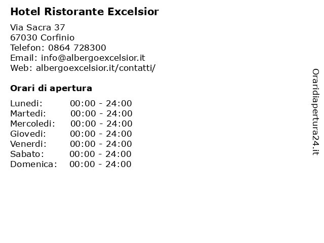 Ristorante Albergo Excelsior - Corfinio a Corfinio: indirizzo e orari di apertura