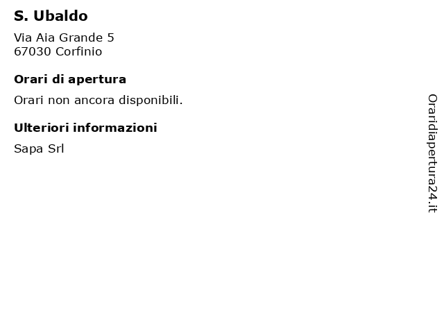 S. Ubaldo a Corfinio: indirizzo e orari di apertura