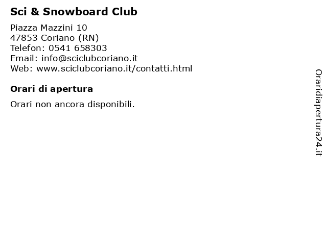 ᐅ Orari di apertura „Sci & Snowboard Club“ | Piazza Mazzini
